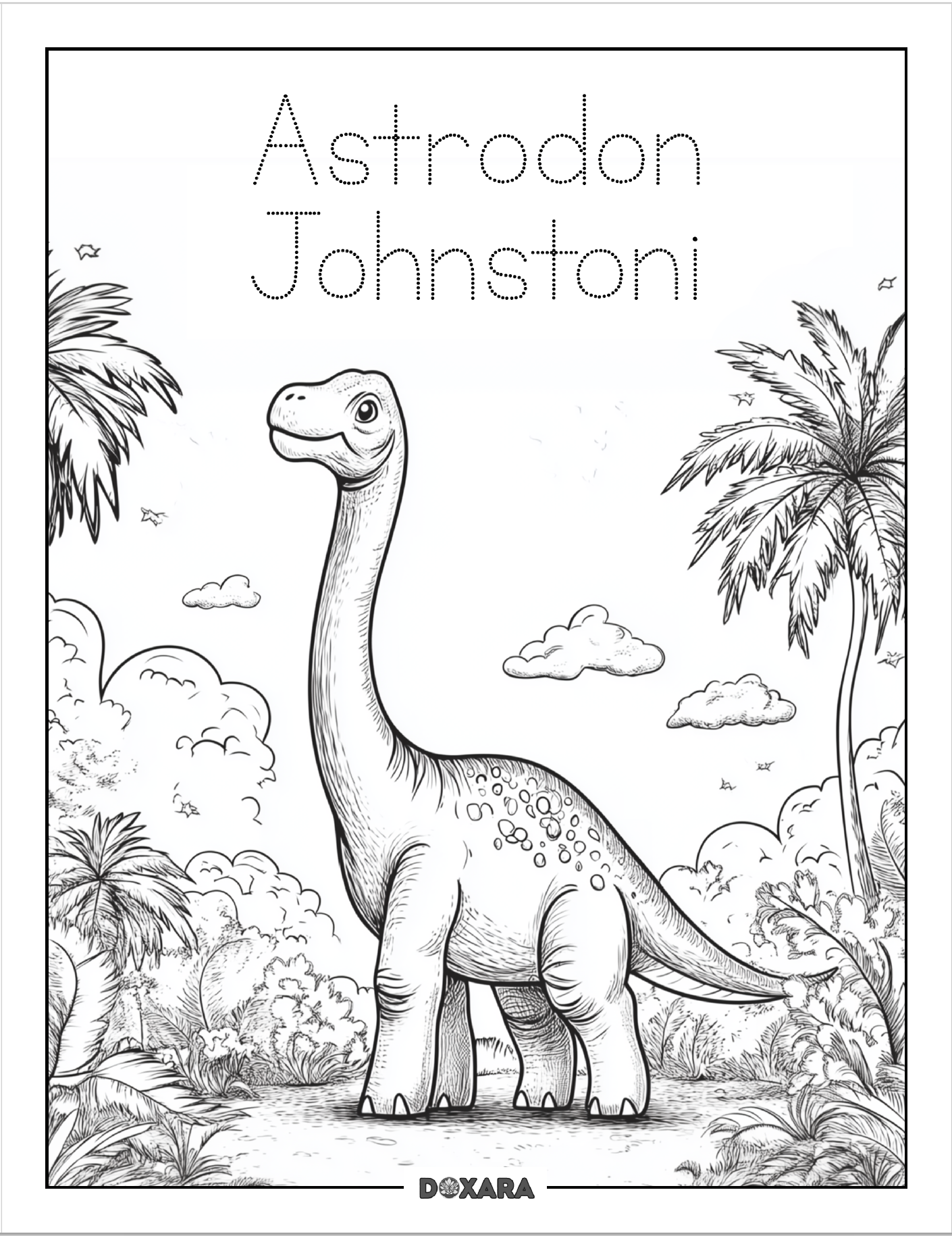 🦕 Astrodon johnstoni Dinosaur Coloring Sheet (10-pack)